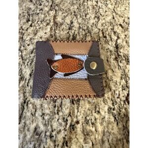 Handmade Men's‎ Bifold Genuine Leather Wallet Fish Slim Brown